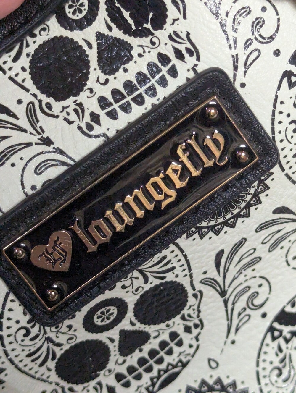 Loungefly Sugar Skull Black White Satchel Handbag - Picture 2 of 8